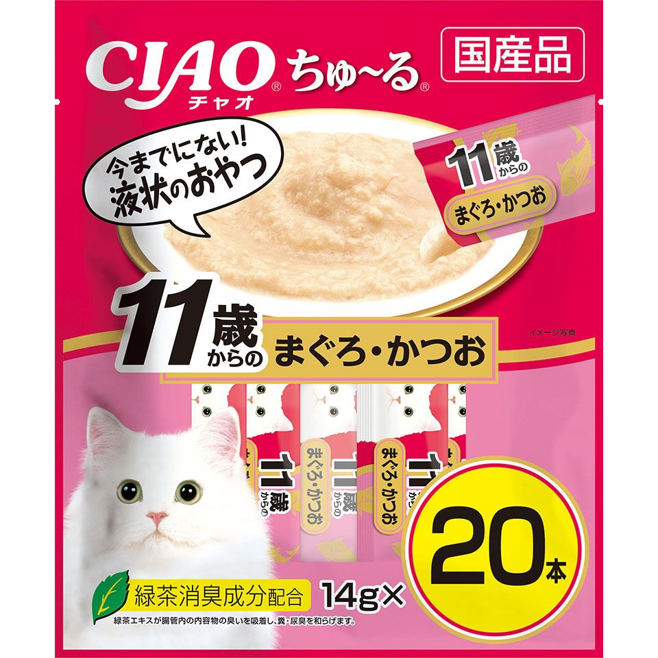 いなばペットフード CIAO ちゅ～る 11歳からのまぐろ・かつお 14g×20本 猫用おやつ