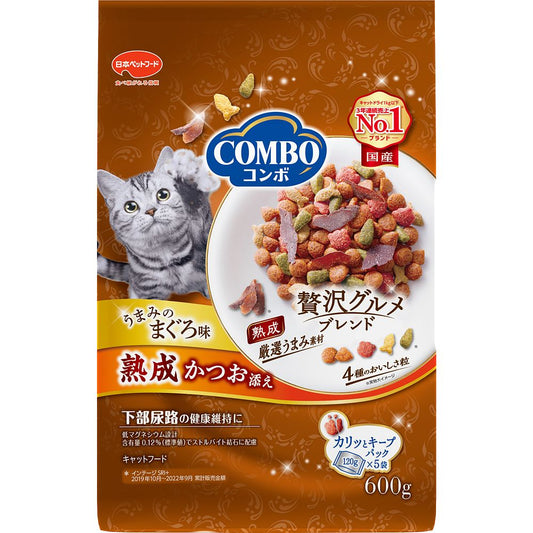 日本ペットフード コンボ キャット まぐろ味・熟成かつお添え 600g(120g×5袋) 猫用フード