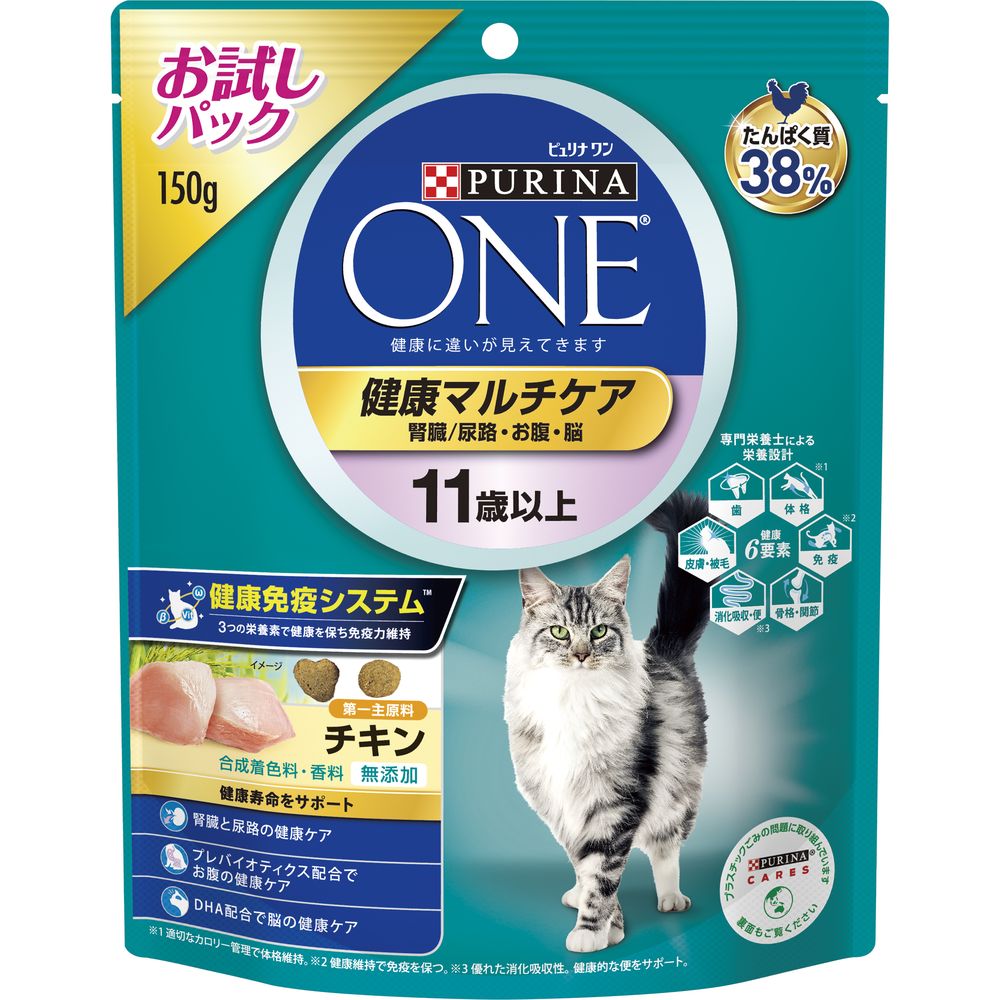 （まとめ買い）ネスレ ピュリナワンキャット 健康マルチケア 11歳以上 チキン 150g 猫用フード 〔×12〕