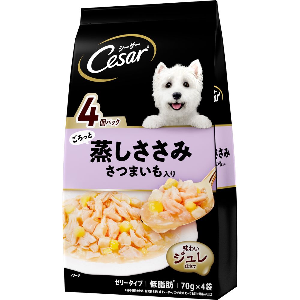 （まとめ買い）マース シーザー ごろっと蒸しささみ さつまいも入り 70g×4袋 犬用フード 〔×12〕