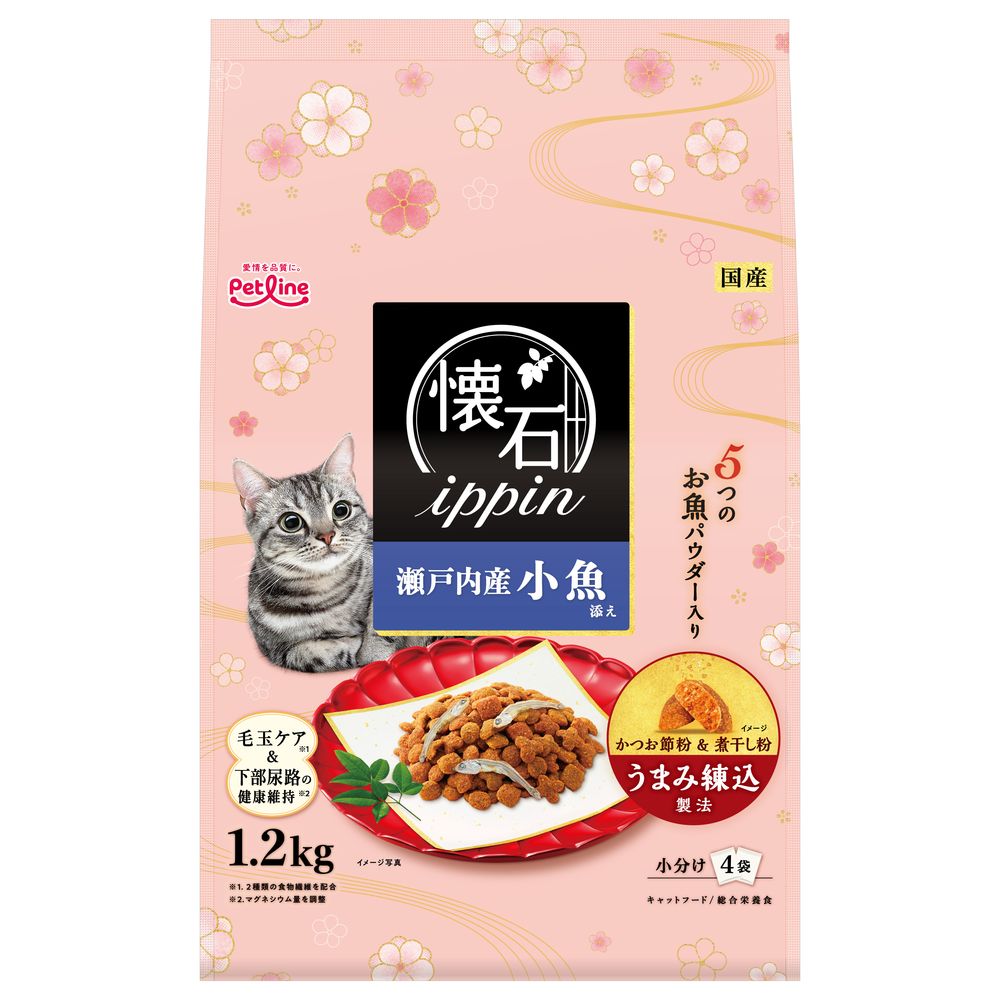 ペットライン 懐石ippin 瀬戸内産小魚添え 1.2kg 猫用フード