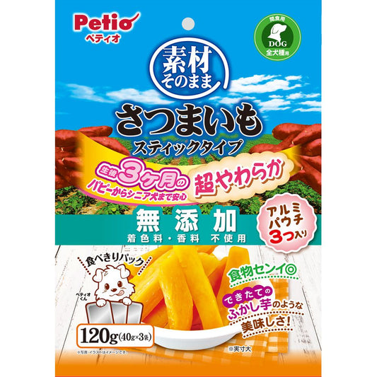 （まとめ買い）ペティオ 素材そのまま さつまいも スティックタイプ 超やわらか 120g 犬用おやつ 〔×12〕