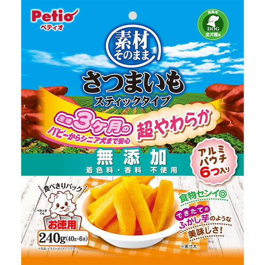 （まとめ買い）ペティオ 素材そのまま さつまいも スティックタイプ 超やわらか 240g 犬用おやつ 〔×7〕