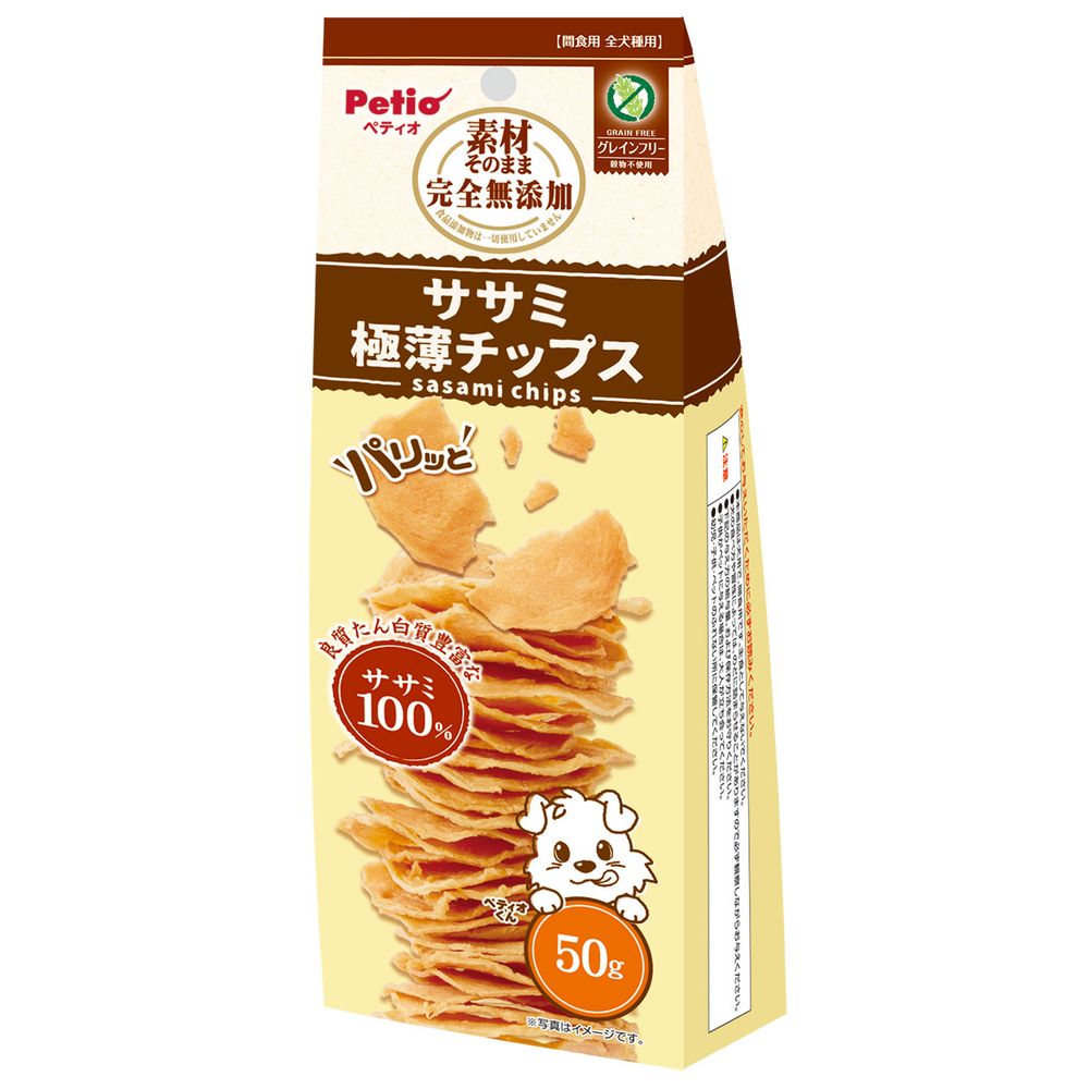 （まとめ買い）ペティオ 素材そのまま 完全無添加 ササミ パリッと 極薄チップス 50g 犬用おやつ 〔×10〕