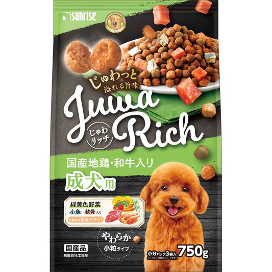 サンライズ じゅわリッチ 国産地鶏・和牛入り 750g 犬用フード