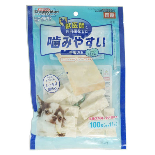 （まとめ買い）ドギーマン ホワイデント 噛みやすい平板ガム プレーン100g 犬用おやつ 〔×9〕