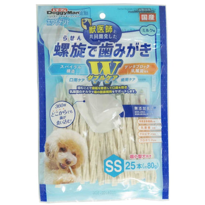 （まとめ買い）ドギーマン ホワイデント 螺旋で歯みがき Wケア SS 25本 犬用おやつ 〔×9〕