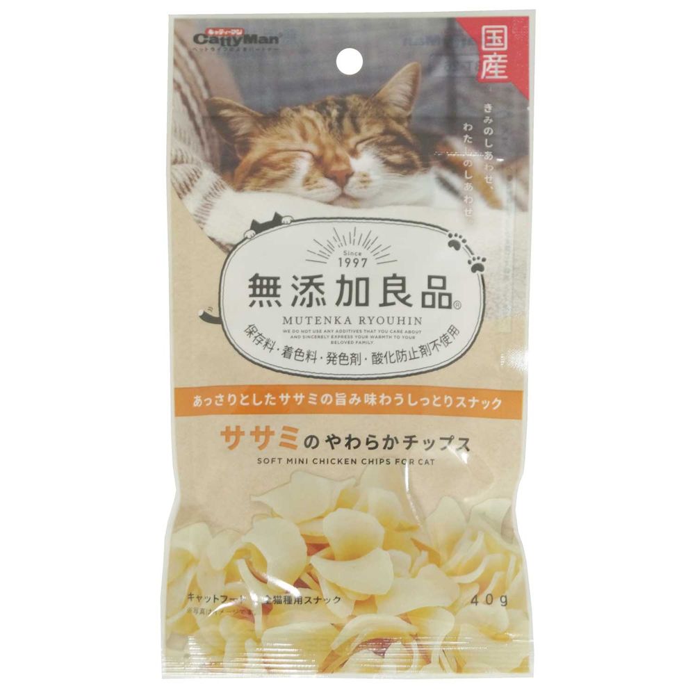 （まとめ買い）キャティーマン 無添加良品 ササミのやわらかチップス 40g 猫用おやつ 〔×18〕