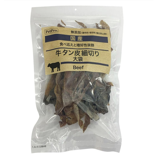 ペットプロ 国産おやつ 無添加 牛タン皮細切り 大袋 140g 犬用おやつ