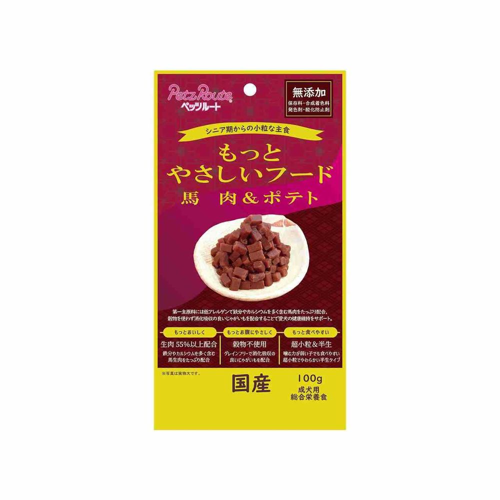 （まとめ買い）ペッツルート もっとやさしいフード 馬肉＆ポテト 100g 犬用フード 〔×9〕