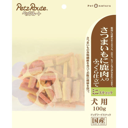 （まとめ買い）ペッツルート さつまいもに鹿肉入り ミニスティック 100g 犬用おやつ 〔×12〕