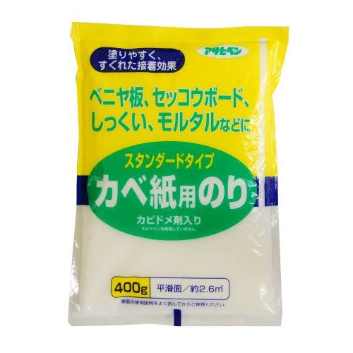 アサヒペン スタンダードタイプ カベ紙用のり 763 400g