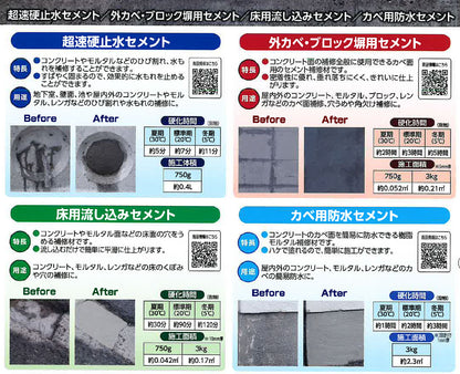 アサヒペン セメント補修材 外カベ・ブロック塀用セメント 750g C012 グレー