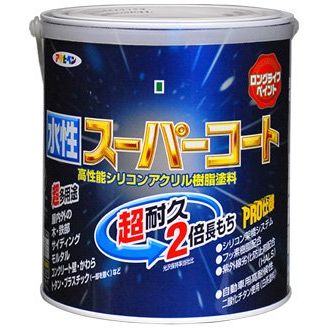 （まとめ買い）アサヒペン ペンキ 水性スーパーコート 水性多用途 なす紺 1.6L 〔3缶セット〕