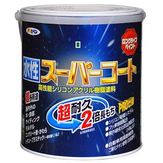 アサヒペン ペンキ 水性スーパーコート 水性多用途 銀黒 1.6L