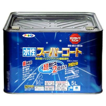 アサヒペン ペンキ 水性スーパーコート 水性多用途 ツヤ消し白 5L