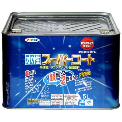 （まとめ買い）アサヒペン ペンキ 水性スーパーコート 水性多用途 黒 5L 〔3缶セット〕