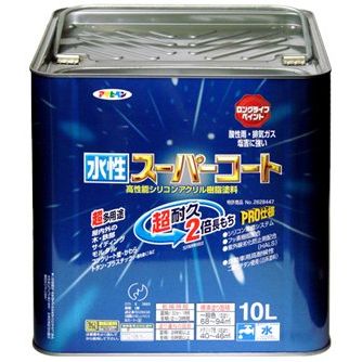 （まとめ買い）アサヒペン ペンキ 水性スーパーコート 水性多用途 ツヤ消し白 10L 〔3缶セット〕