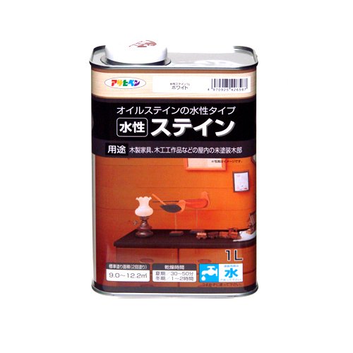 （まとめ買い）アサヒペン 水性ステイン ホワイト 1L 〔3缶セット〕