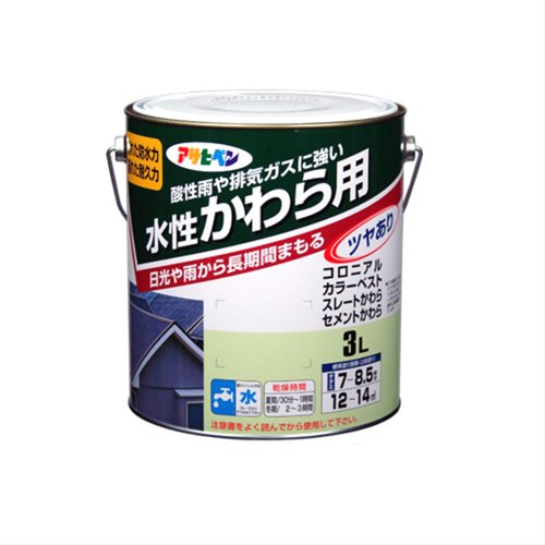 （まとめ買い）アサヒペン 水性かわら用 スレートブラック 3L 〔3缶セット〕