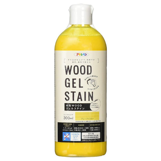 （まとめ買い）アサヒペン 水性WOODジェルステイン 300ml グレープイエロー 〔×3〕