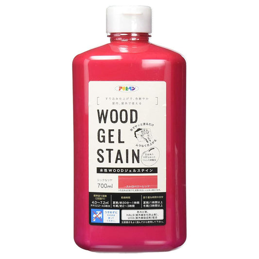 アサヒペン 水性WOODジェルステイン 700ml ストロベリーレッド