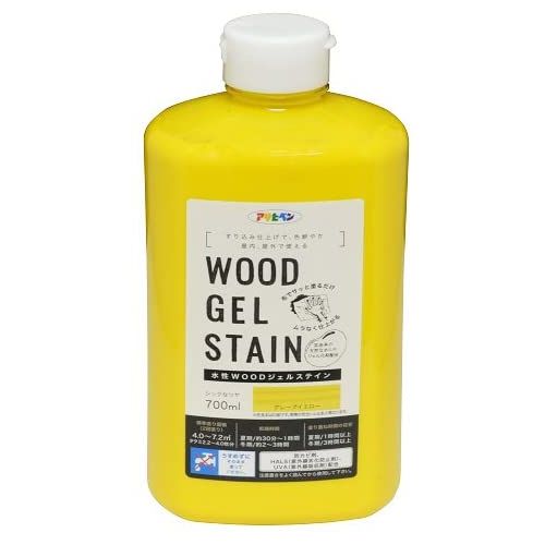 （まとめ買い）アサヒペン 水性WOODジェルステイン 700ml グレープイエロー 〔×3〕