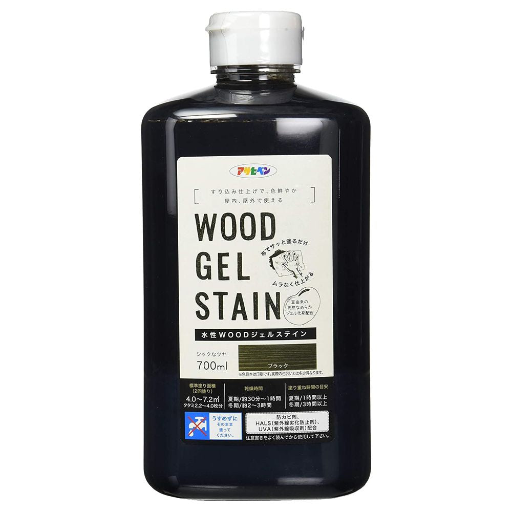 アサヒペン 水性WOODジェルステイン 700ml ブラック