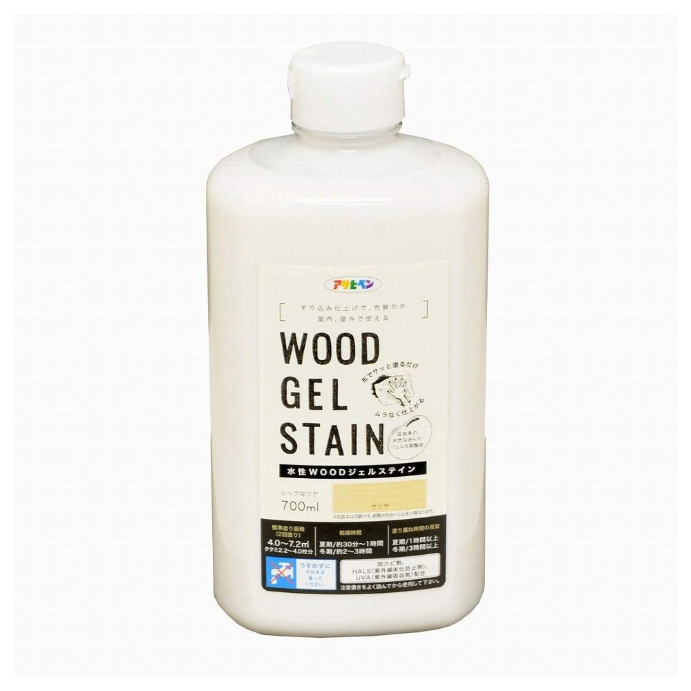 （まとめ買い）アサヒペン 水性WOODジェルステイン 700ml クリヤ 〔×3〕