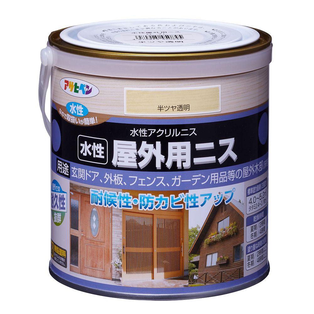 （まとめ買い）アサヒペン 水性屋外用ニス 0.7L 半ツヤ透明 〔×3〕