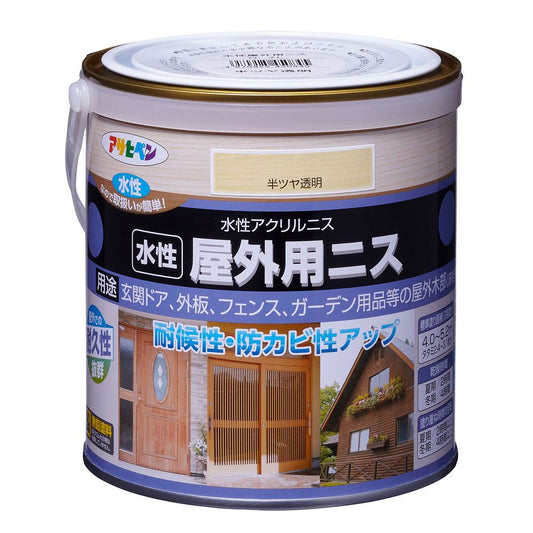 （まとめ買い）アサヒペン 水性屋外用ニス 0.7L 半ツヤ透明 〔×3〕