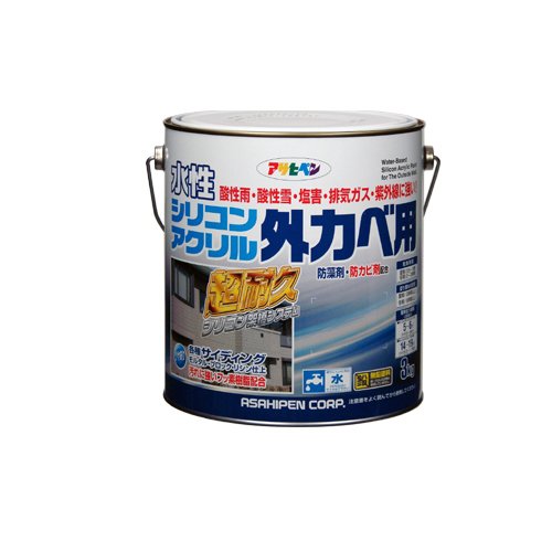 （まとめ買い）アサヒペン 水性シリコンアクリル外かべ用 ホワイト 3kg 〔3缶セット〕