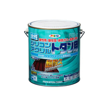 （まとめ買い）アサヒペン 水性シリコンアクリルトタン用 赤さび 3L 〔3缶セット〕