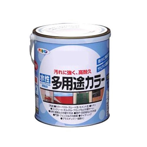 （まとめ買い）アサヒペン 水性多用途カラー 1.6L 黒 〔3缶セット〕