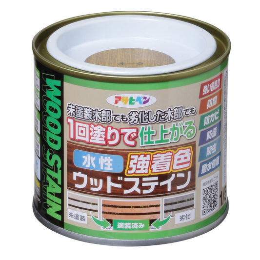 （まとめ買い）アサヒペン 木部水性塗料 水性強着色ウッドステイン 1/5L オーク 〔×3〕