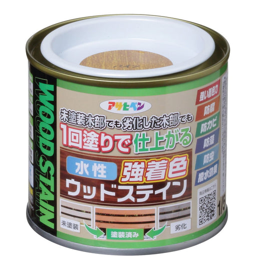 アサヒペン 木部水性塗料 水性強着色ウッドステイン 1/5L パイン