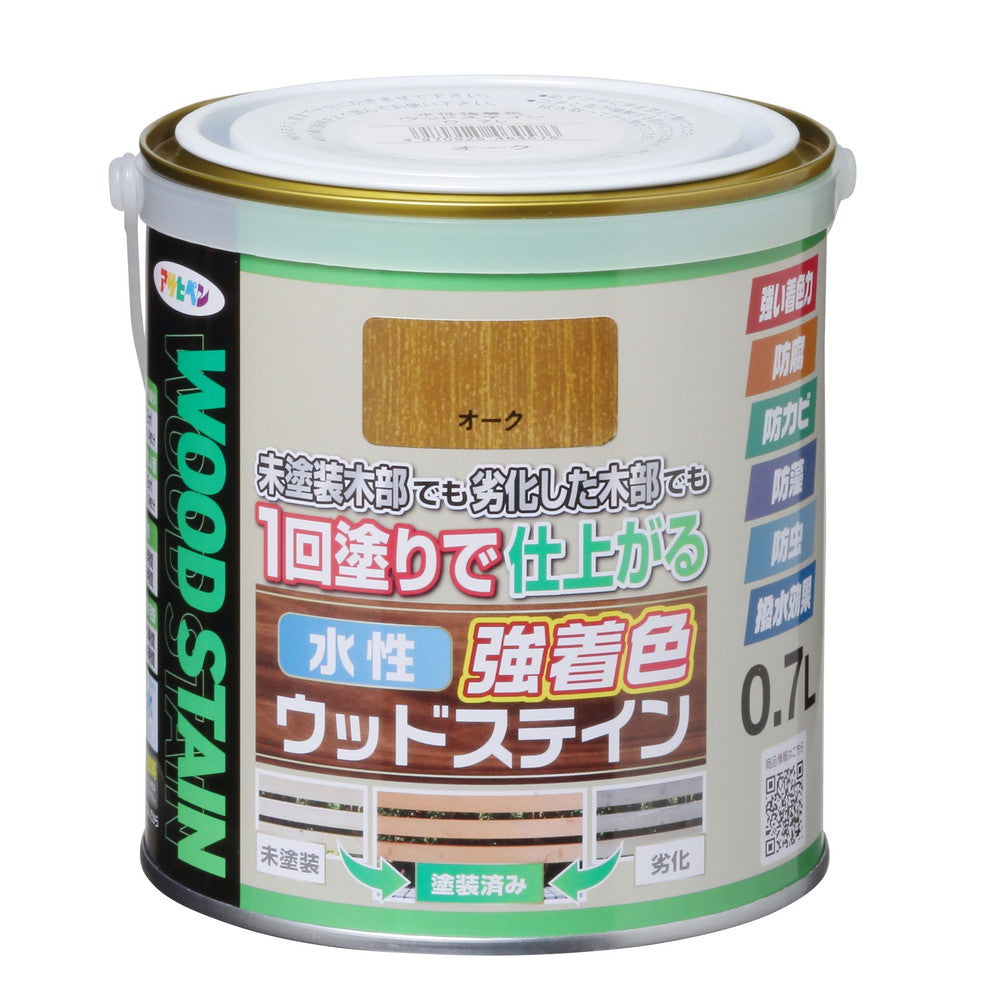 アサヒペン 木部水性塗料 水性強着色ウッドステイン 0.7L オーク