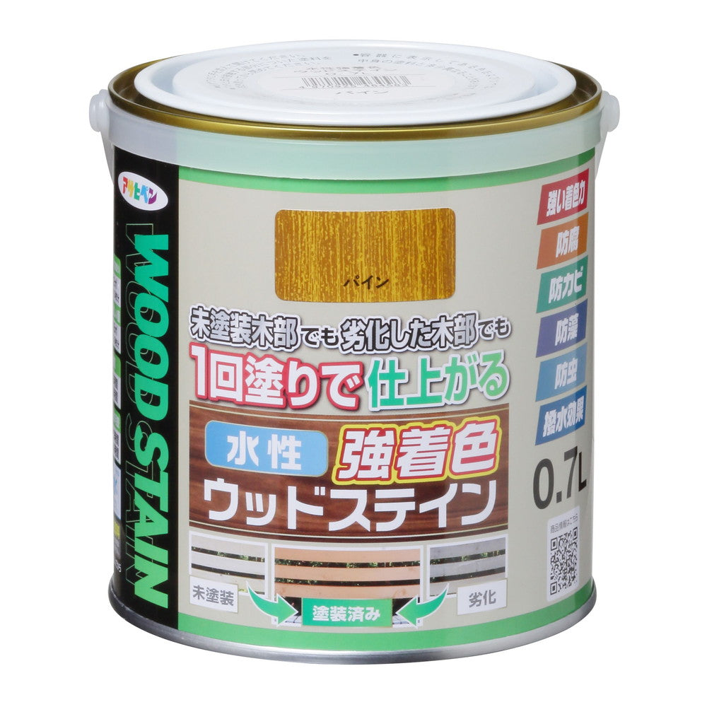 アサヒペン 木部水性塗料 水性強着色ウッドステイン 0.7L パイン