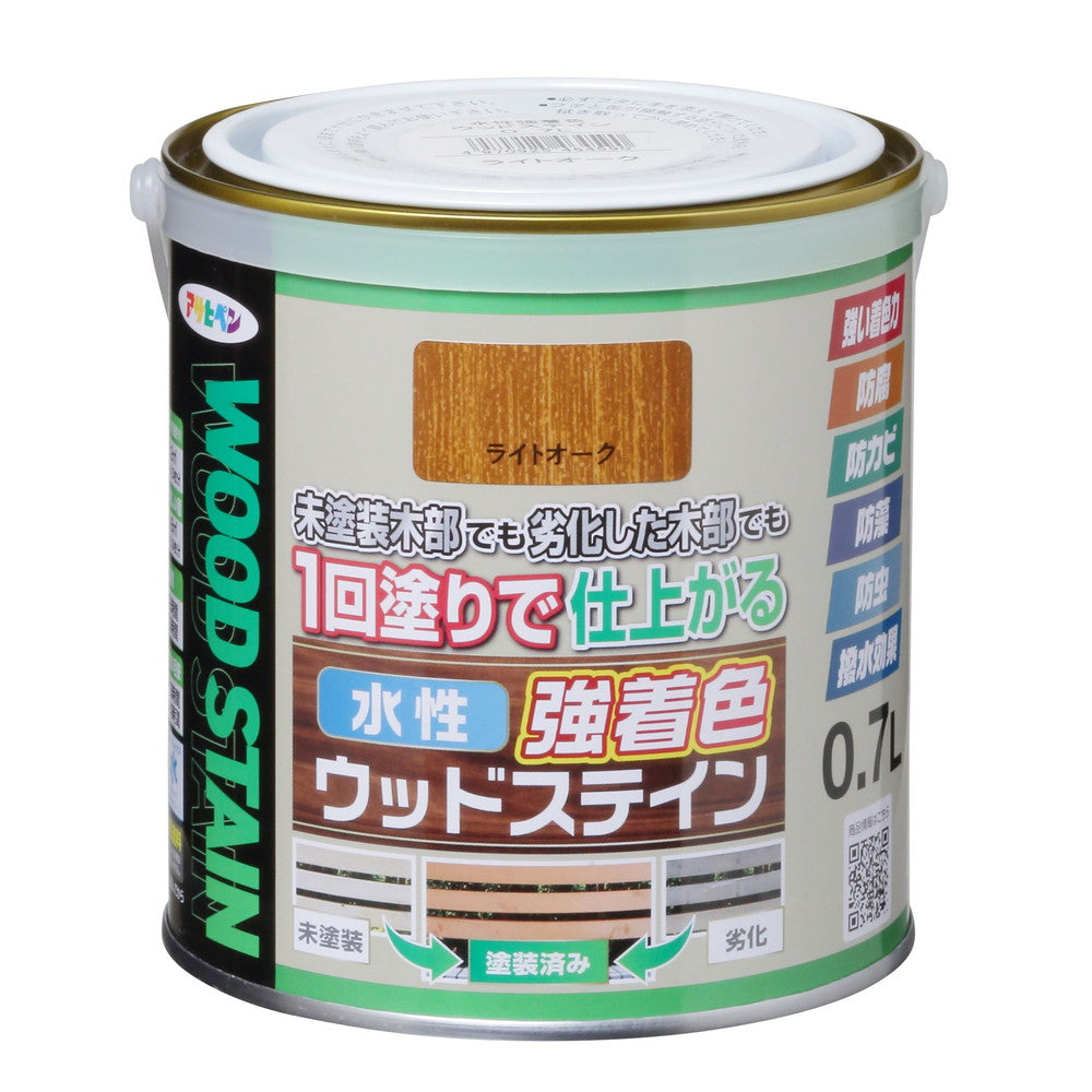 （まとめ買い）アサヒペン 木部水性塗料 水性強着色ウッドステイン 0.7L ライトオーク 〔×3〕