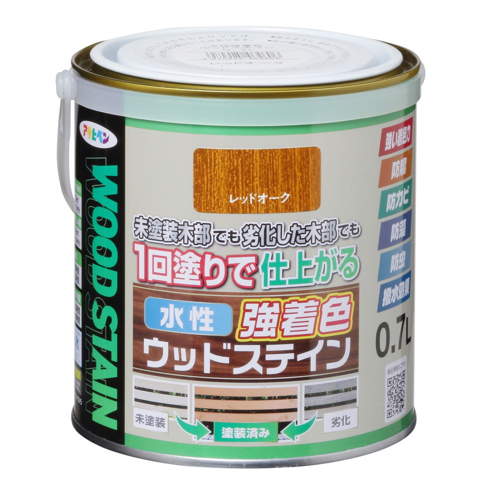 アサヒペン 木部水性塗料 水性強着色ウッドステイン 0.7L レッドオーク