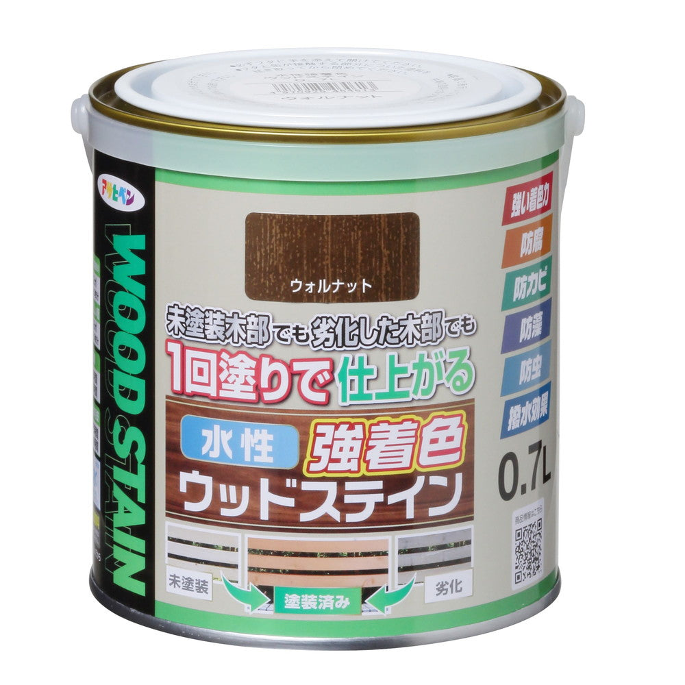 アサヒペン 木部水性塗料 水性強着色ウッドステイン 0.7L ウォルナット