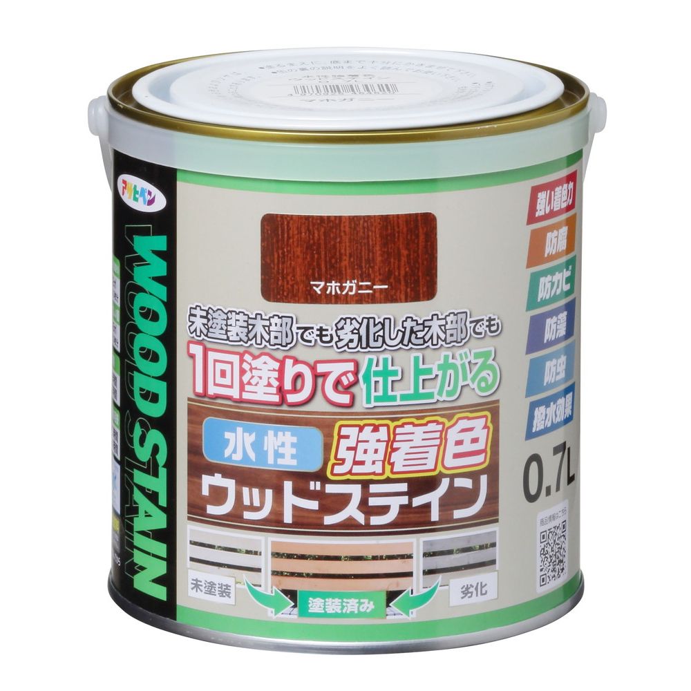 アサヒペン 木部水性塗料 水性強着色ウッドステイン 0.7L マホガニー