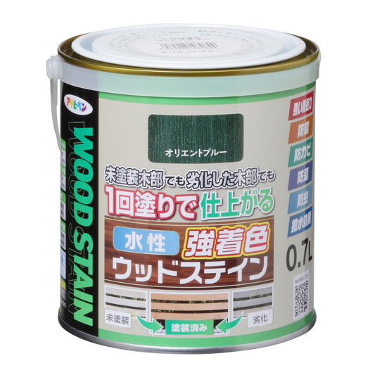 （まとめ買い）アサヒペン 木部水性塗料 水性強着色ウッドステイン 0.7L オリエントブルー 〔×3〕