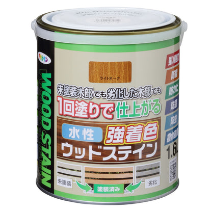 アサヒペン 木部水性塗料 水性強着色ウッドステイン 1.6L ライトオーク