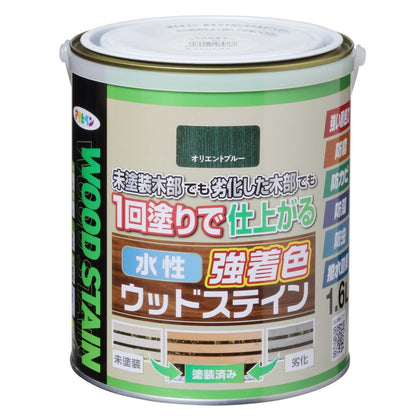 アサヒペン 木部水性塗料 水性強着色ウッドステイン 1.6L オリエントブルー