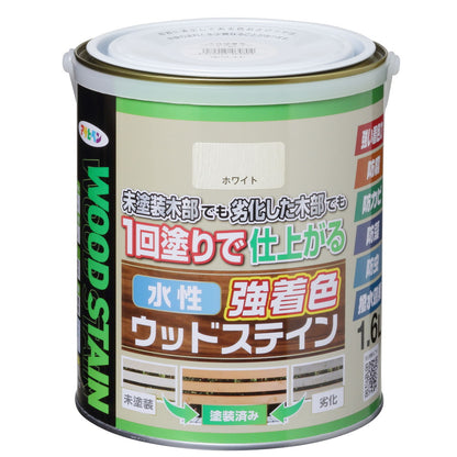 アサヒペン 木部水性塗料 水性強着色ウッドステイン 1.6L ホワイト