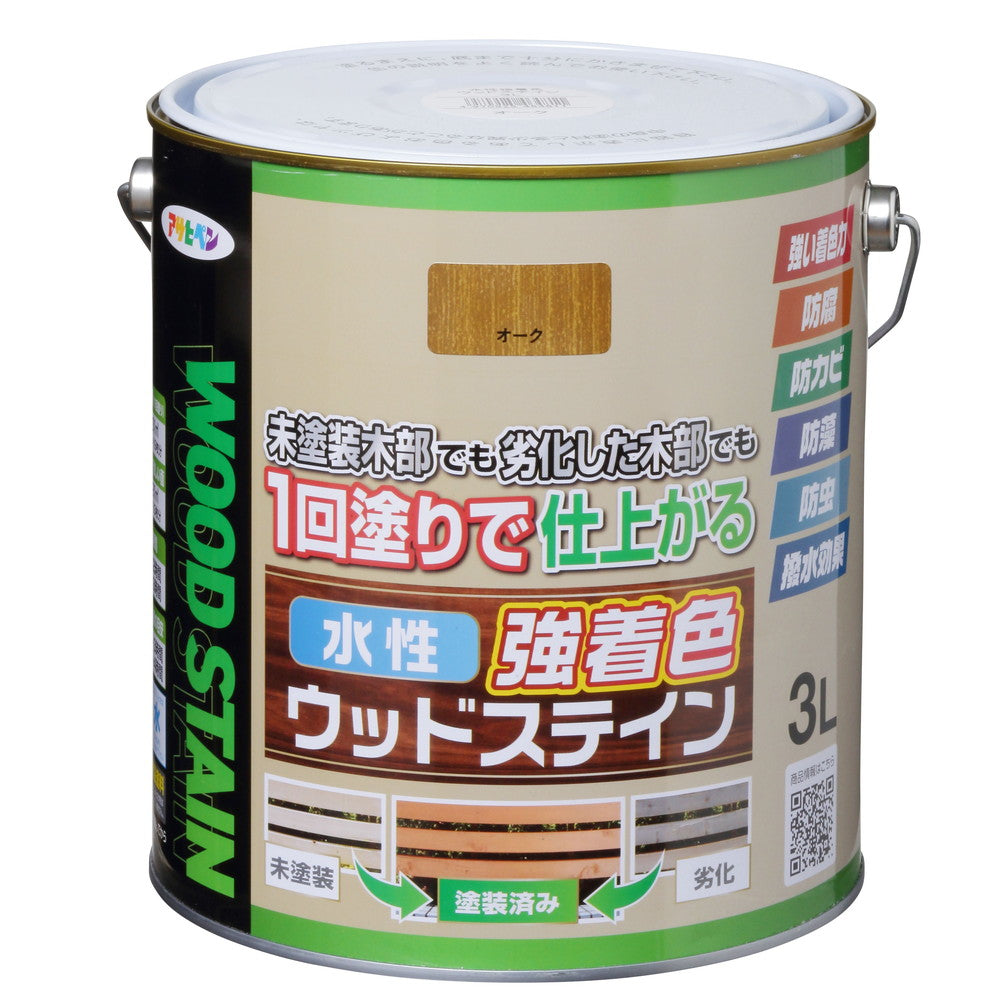 アサヒペン 木部水性塗料 水性強着色ウッドステイン 3L オーク