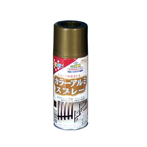 アサヒペン カラーアルミスプレー 300ML ゴールドメタリック