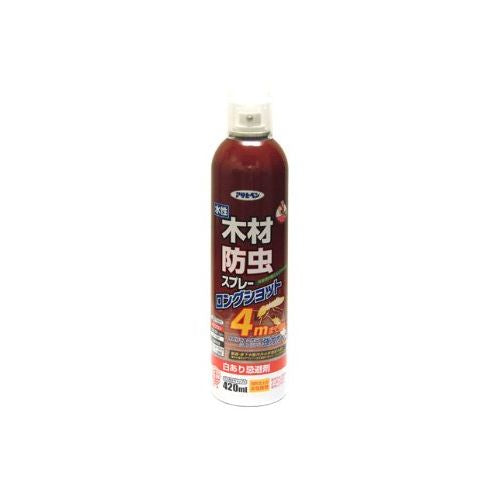 アサヒペン 木材防虫スプレーロングショット 420ML 透明(クリヤ)