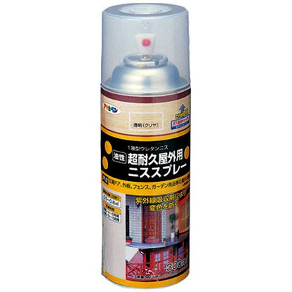 アサヒペン 油性超耐久屋外用ニススプレー 300ML 透明(クリヤ)